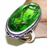 Per 329a bague t58 medievale peridot chevaliere quartz vert bijou argent 925 achat vente