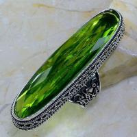 Per 336a bague t59 medievale peridot chevaliere quartz vert bijou argent 925 achat vente