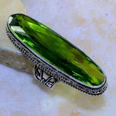 Per 337a bague t59 medievale peridot chevaliere quartz vert bijou argent 925 achat vente