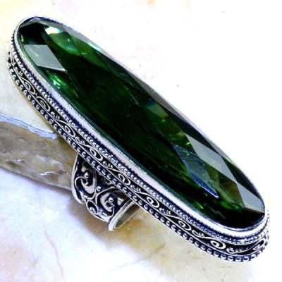 Per 339a bague t60 medievale peridot chevaliere quartz vert bijou argent 925 achat vente