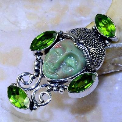 Per 343a bague t53 bouddha peridot steampunk gothique elfique bijou argent 925 achat vente