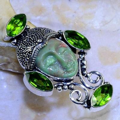 Per 343a bague t53 bouddha peridot steampunk gothique elfique bijou argent 925 achat vente