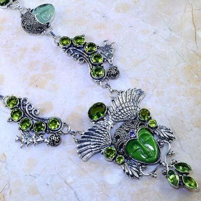 Per 346c collier parure bouddha peridot steampunk gothique elfique bijou argent 925 achat vente