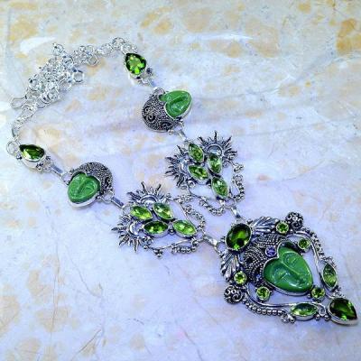 Per 347b collier parure bouddha peridot steampunk gothique elfique bijou argent 925 achat vente