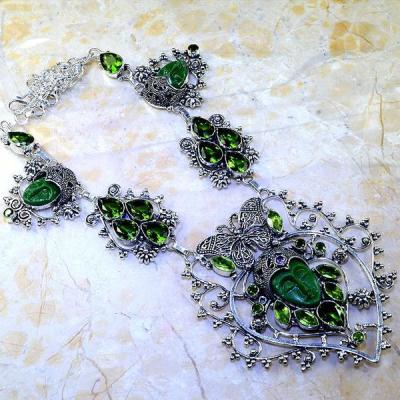 Per 350b collier parure bouddha peridot steampunk gothique elfique bijou argent 925 achat vente