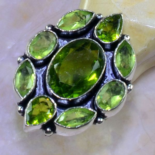 Per 352a bague t58 medievale peridot chevaliere quartz vert bijou argent 925 achat vente