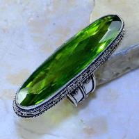 Per 354a bague t62 medievale peridot chevaliere quartz vert bijou argent 925 achat vente