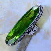 Per 354c bague t62 medievale peridot chevaliere quartz vert bijou argent 925 achat vente