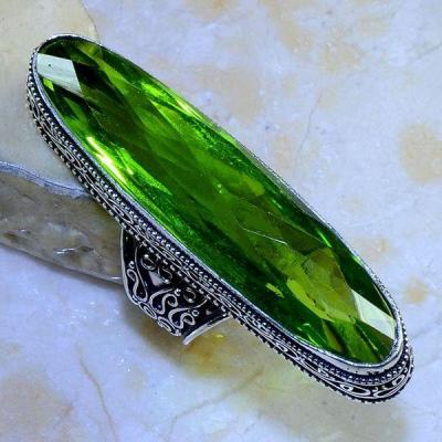 Per 355a bague t55 medievale peridot chevaliere quartz vert bijou argent 925 achat vente