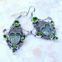 Per 357a boucles oreilles bouddha peridot steampunk gothique elfique bijou argent 925 achat vente