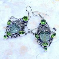 Per 357b boucles oreilles bouddha peridot steampunk gothique elfique bijou argent 925 achat vente