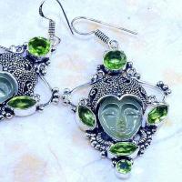 Per 357c boucles oreilles bouddha peridot steampunk gothique elfique bijou argent 925 achat vente