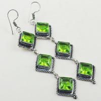 Per 377a boucles pendants oreilles peridot quartz argent 925 achat vente bijou