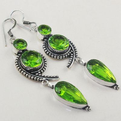 Per 380a boucles pendants oreilles peridot quartz argent 925 achat vente bijou