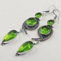 Per 380b boucles pendants oreilles peridot quartz argent 925 achat vente bijou