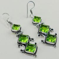 Per 381a boucles pendants oreilles peridot quartz argent 925 achat vente bijou