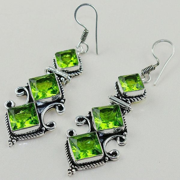 Per 381b boucles pendants oreilles peridot quartz argent 925 achat vente bijou