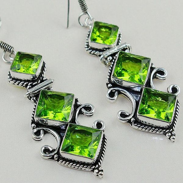 Per 381c boucles pendants oreilles peridot quartz argent 925 achat vente bijou