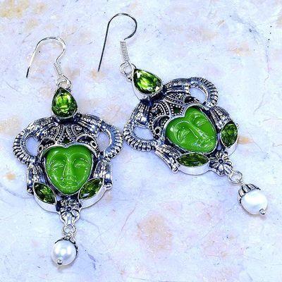 Per 608c boucles pendants oreilles bouddha peridot 25gr achat vente bijou argent 925