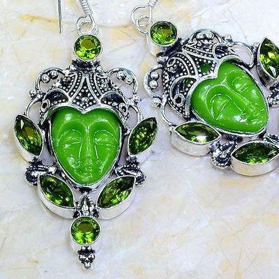 Per 611c boucles pendants oreilles bouddha peridot 26gr achat vente bijou argent 925