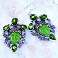 Per 615a boucles pendants oreilles bouddha peridot 38gr achat vente bijou argent 925