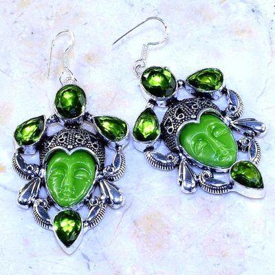 Per 615a boucles pendants oreilles bouddha peridot 38gr achat vente bijou argent 925