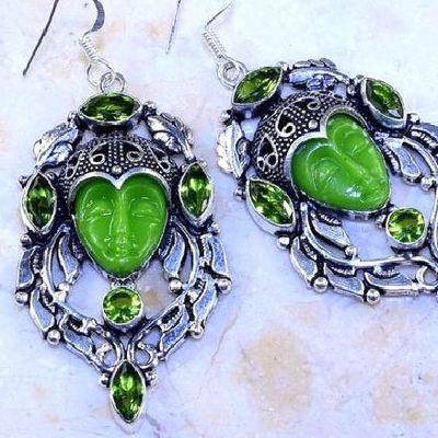 Per 616c boucles pendants oreilles bouddha peridot 27gr achat vente bijou argent 925