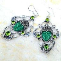 Per 617b boucles pendants oreilles bouddha peridot 30gr achat vente bijou argent 925