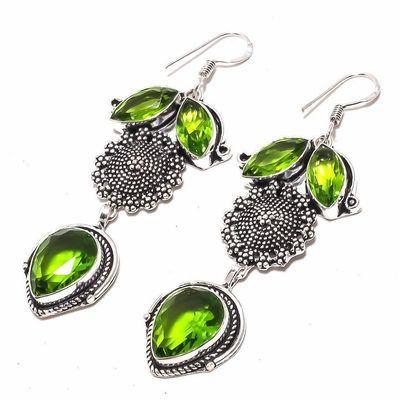 Per 652c boucles pendants oreilles peridot 10x15mm 21gr achat vente bijou argent 925