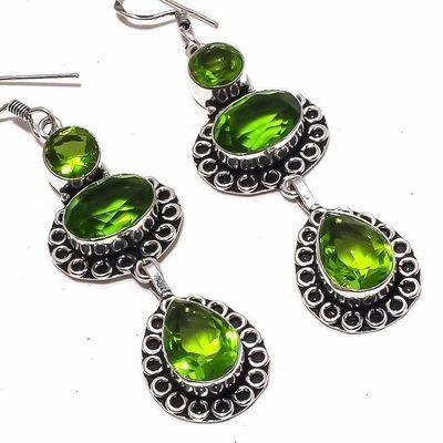 Per 653c boucles pendants oreilles peridot 10x15mm 16gr achat vente bijou argent 925