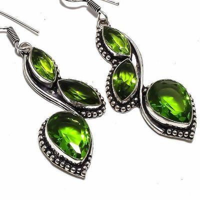 Per 655c boucles pendants oreilles peridot 10x15mm 15gr achat vente bijou argent 925