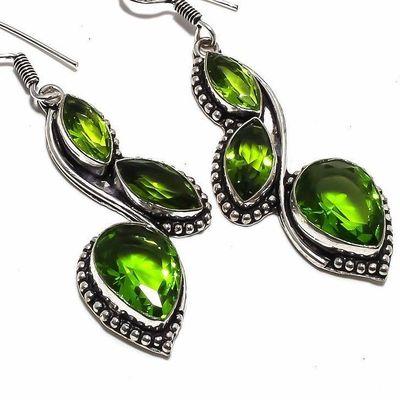 Per 655c boucles pendants oreilles peridot 10x15mm 15gr achat vente bijou argent 926