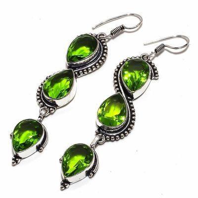 Per 658c boucles pendants oreilles peridot 10x20mm 14gr achat vente bijou argent 925