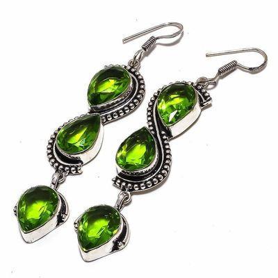 Per 659c boucles pendants oreilles peridot 10x20mm 17gr achat vente bijou argent 925