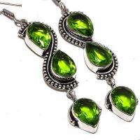 Per 659c boucles pendants oreilles peridot 10x20mm 17gr achat vente bijou argent 925