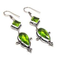 Per 660a boucles pendants oreilles peridot 10x20mm 13gr achat vente bijou argent 925