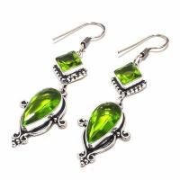 Per 660b boucles pendants oreilles peridot 10x20mm 13gr achat vente bijou argent 925