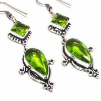 Per 660c boucles pendants oreilles peridot 10x20mm 13gr achat vente bijou argent 925