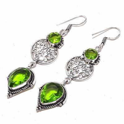 Per 664c boucles pendants oreilles peridot 12x18mm 14gr achat vente bijou argent 925