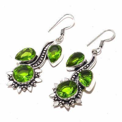 Per 666c boucles pendants oreilles peridot 10x15mm 15gr achat vente bijou argent 925