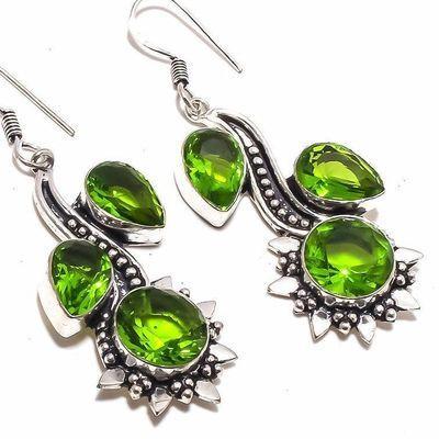 Per 666c boucles pendants oreilles peridot 10x15mm 15gr achat vente bijou argent 925