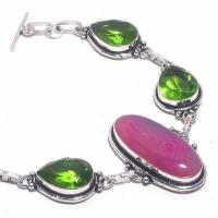 Per 674b bracelet peridot agate rose 26gr 10x15mm achat vente bijou ethnique argent 925