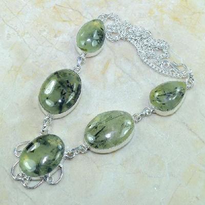 Prn 045d collier parure sautoir prehnite achat vente bijou argent 925