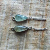 Prn 054c boucles pendants oreilles prehnite argent 925 achat vente bijou