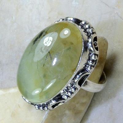 PRN-067 - BAGUE T 58 Anneau en PREHNITE Verte - Monture Argent 925 - 64 carats - 12,8 gr