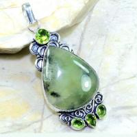 Prn 083a pendentif prehnite peridot pendant achat vente bijou argent 925