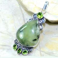 Prn 083b pendentif prehnite peridot pendant achat vente bijou argent 925