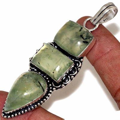 Prn 156c pendentif pendant 70mm 25x20mm 18gr prehnite verte ethnique achat vente bijou argent 925