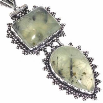 Prn 158c pendentif pendant 70mm 20x30mm 18gr prehnite verte ethnique achat vente bijou argent 925