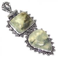 Prn 160a pendentif pendant 70mm 20x30mm 18gr prehnite verte ethnique achat vente bijou argent 925